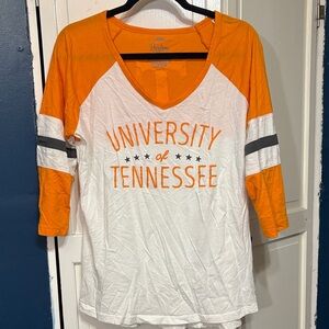 Pressbox Orange and White University of Tennessee Raglan V-Neck Jersey
